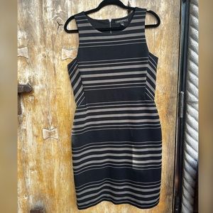 Black and Taupe Striped Midi Banana Republic Dress